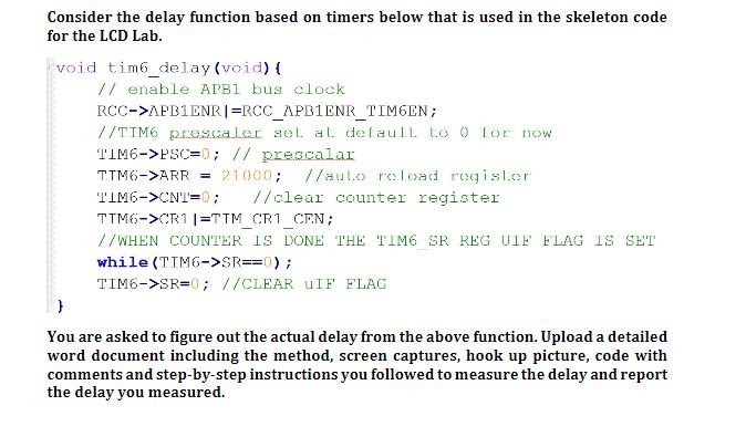 I'm looking for help measuring the delay function from a code that