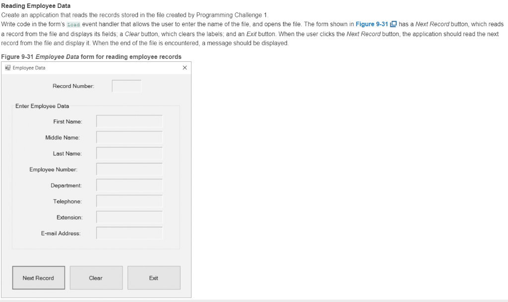 to enter the following employee data: First Name, Middle Name, Last Name,