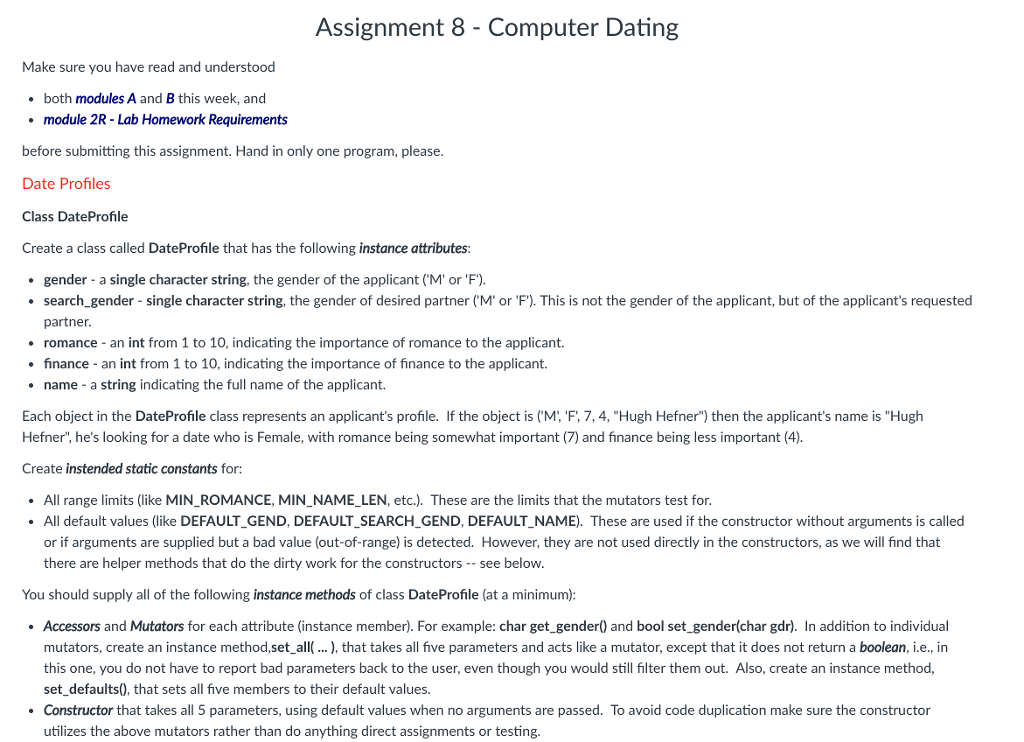 Please do it in Python 3. Thank you. Task "Computer Dating" Make
