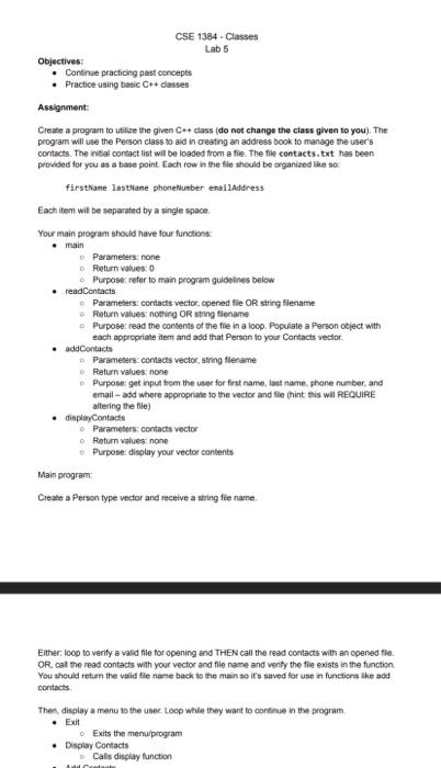  c++ please ! i can NOT change the class given to