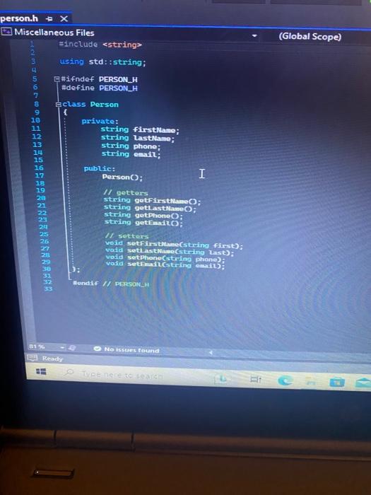 the Person class to aid in creating an address book to manage