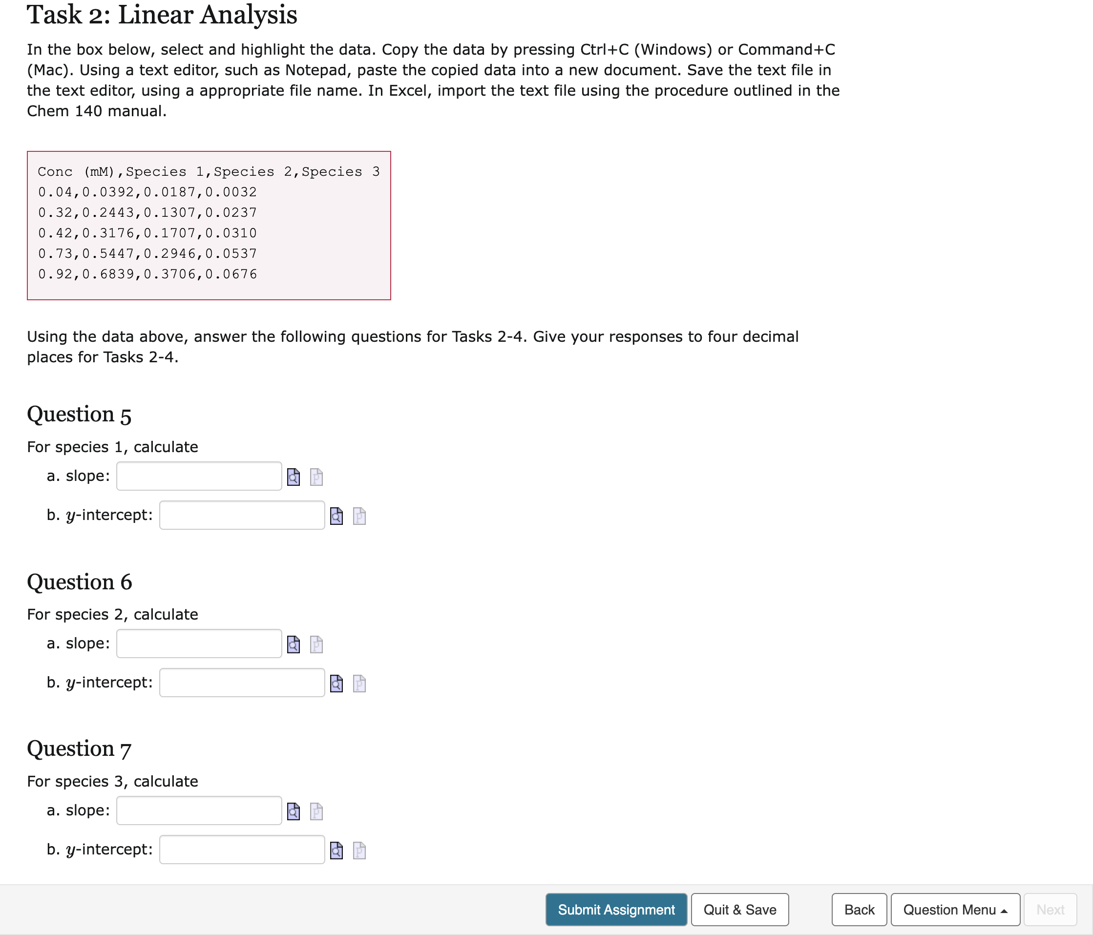  Task 2: Linear Analysis In the box below, select and highlight