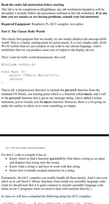 displays the message hello world. This is a classic starting point for