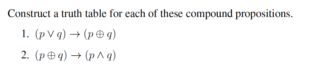  Construct a truth table for each of these compound propositions. (p