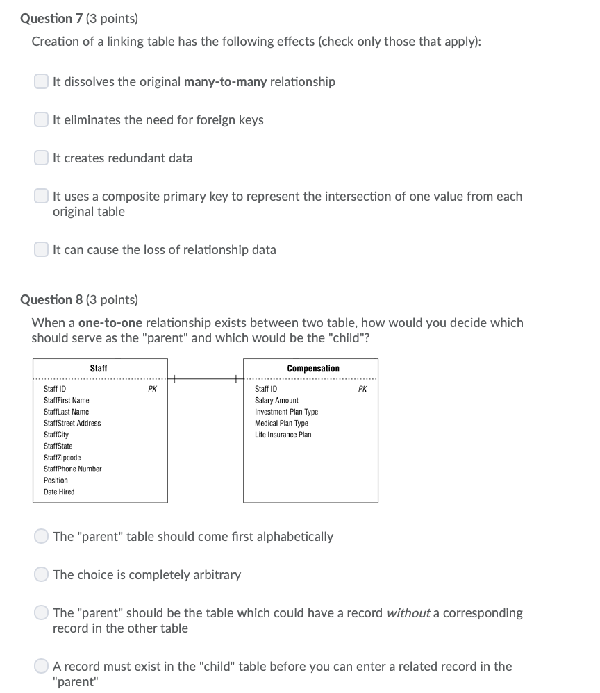 copied to the child table to act as a foreign key. What