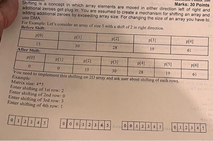 write a program in c language Shifting is a concept in which