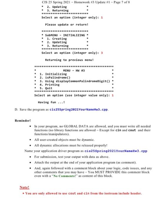 removing the object (Le "calling -Praction()"), 4. Provide geto/set() member functions for