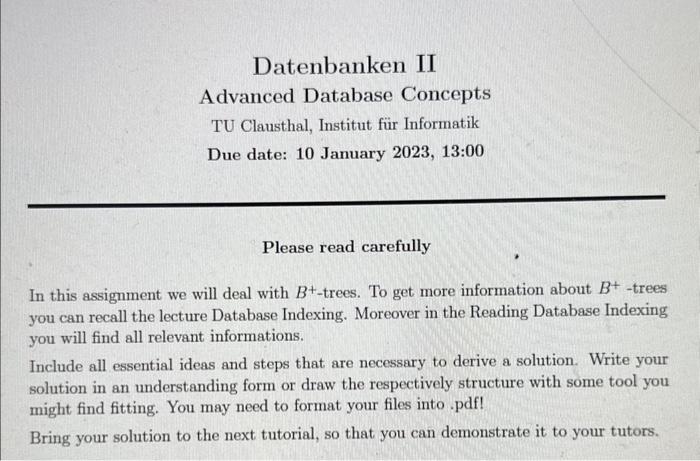  COURSE: Database II - Master of Computer Scienceplease i am looking