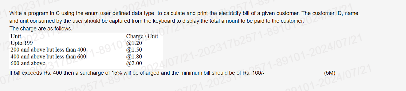  Write a program in C using the enum user defined data