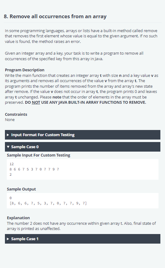 8. Remove all occurrences from an array In some programming languages,