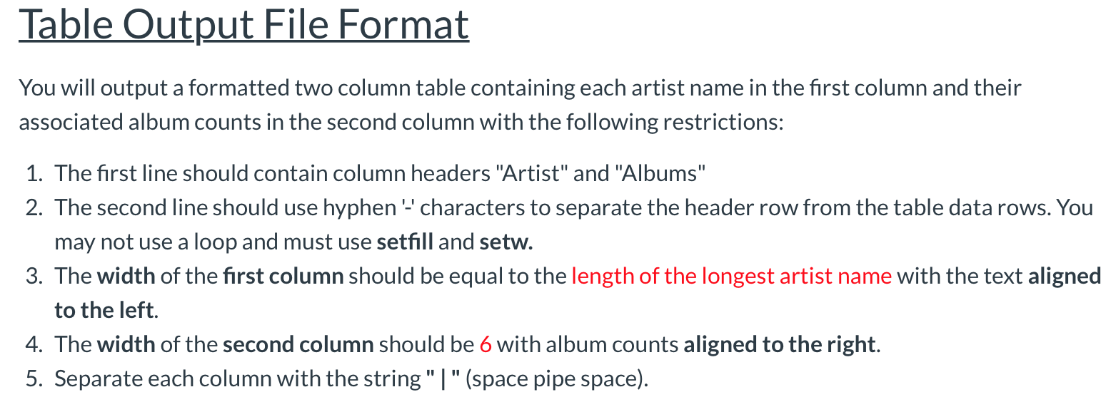 counts. Your program will prompt the user for an input filename containing