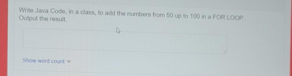 Write Java Code, in a class, to add the numbers from