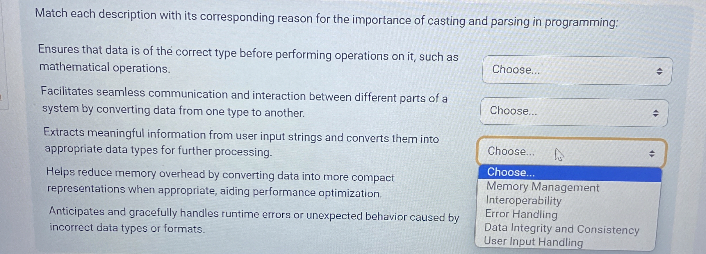  Match each description with its corresponding reason for the importance of