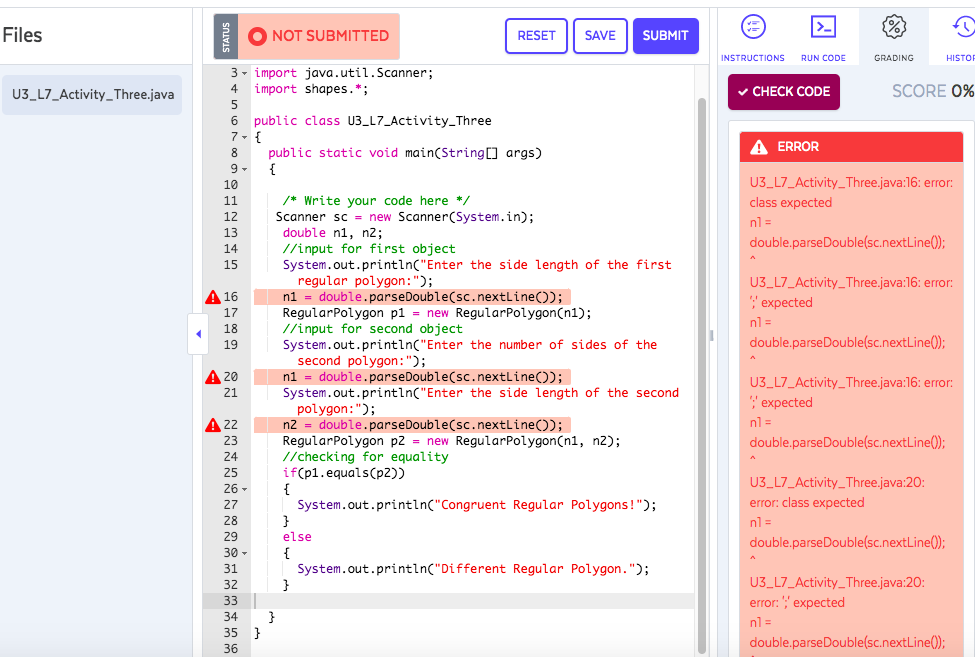A Write code which takes inputs and creates two RegularPolygon objects (using