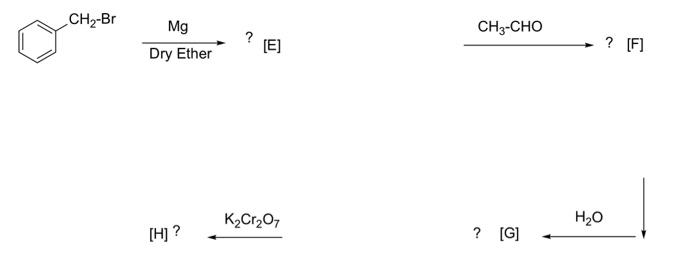 Solve E& F& G & H DryEtherMg?[E] [H]?K2Cr2O7
