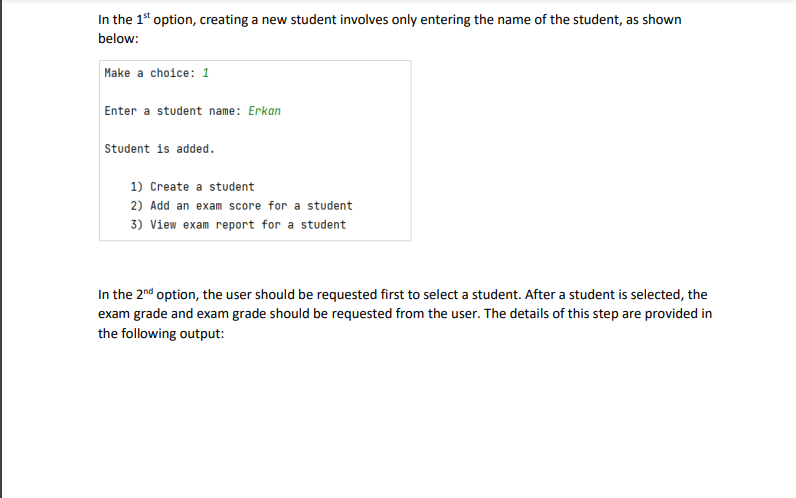 have the following instance attributes: name and grades, and the following class