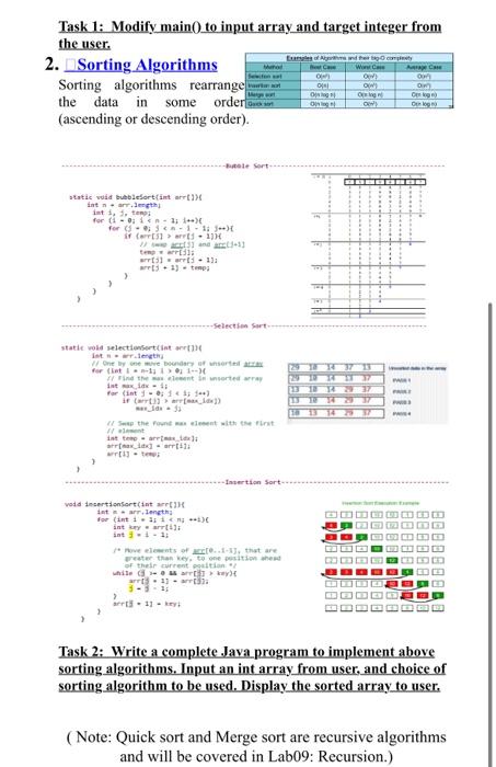  Task 1: Modify main0 to input array and target integer from