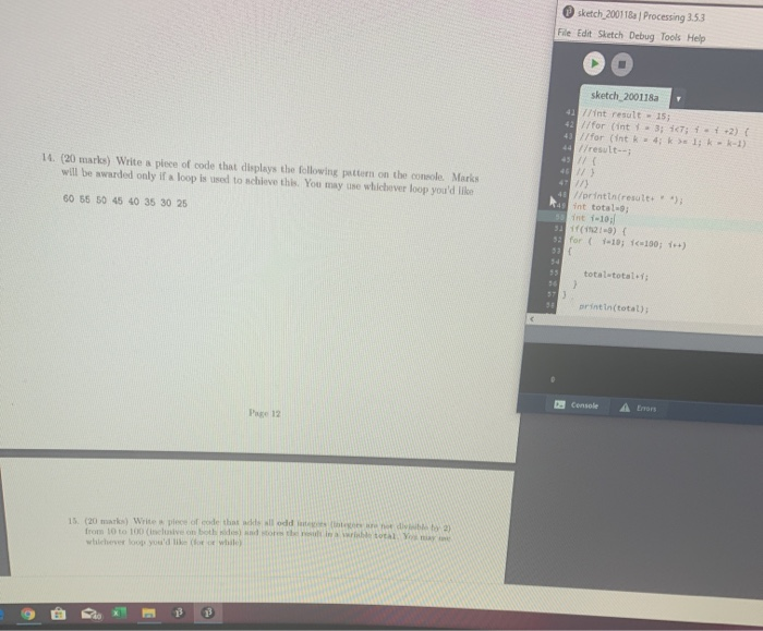 please code them using Processing3.5.3 as shown on right side of photo..