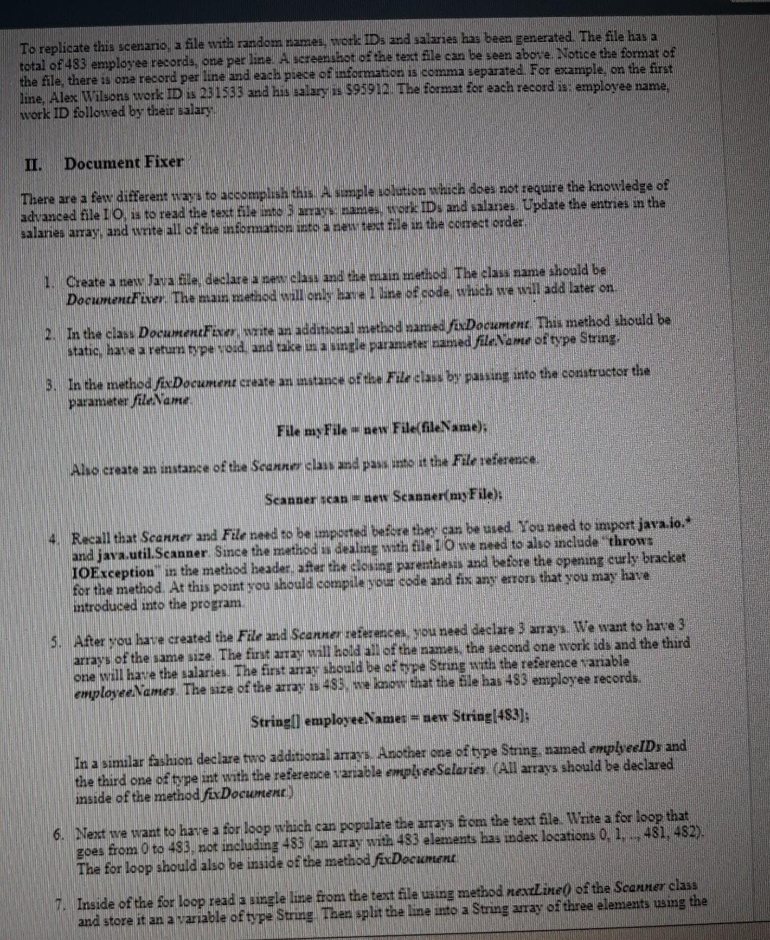 so far. thank you Imagine you are given a text file with