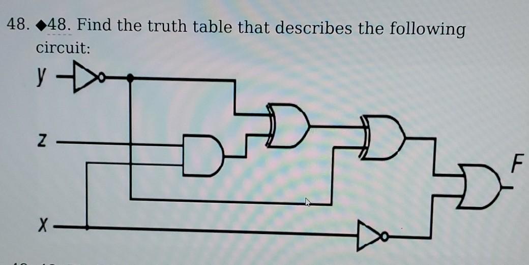 Solve and explain with boolean algebra. 48. 48. Find the truth