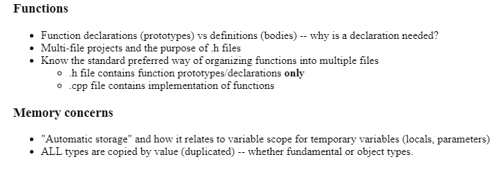 Please express about those Functions Function declarations (prototypes) vs definitions (bodies)