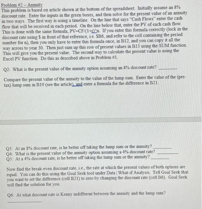  Problem #2 - Annuity This problem is based on article shown