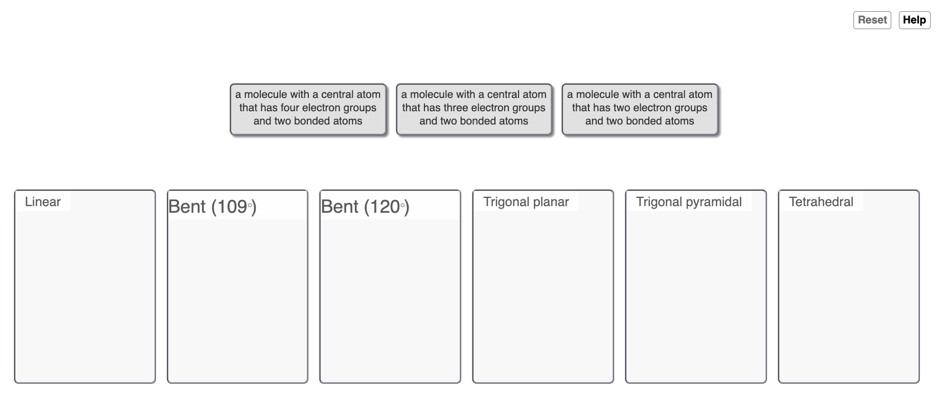 match corresponding sentence with the labelled box a molecule with a central