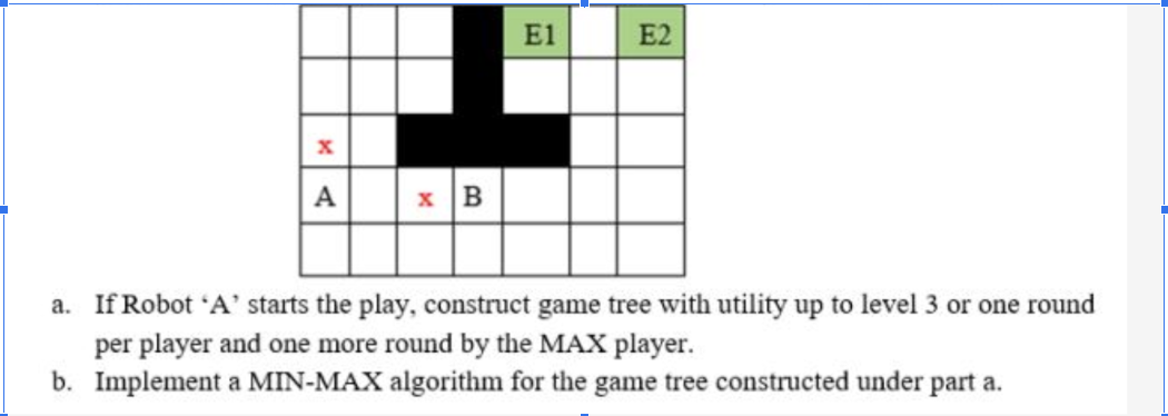 the maze through either of exits: E1 and E2, as shown in