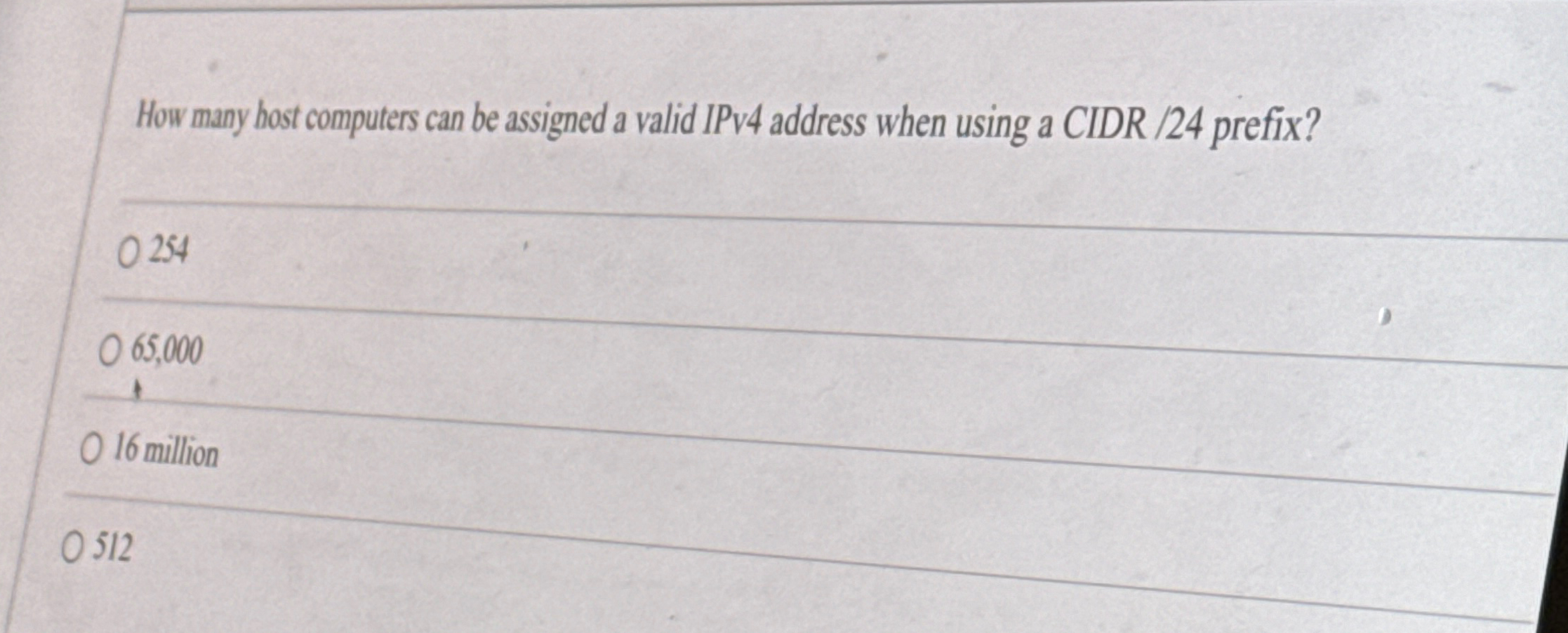  How many host computers can be assigned a valid IPv4 address