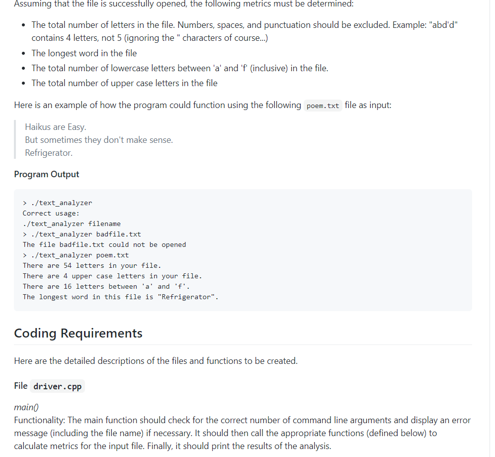 c++ code, thanks for your time! Programming Assignment1 Project Goals The goal