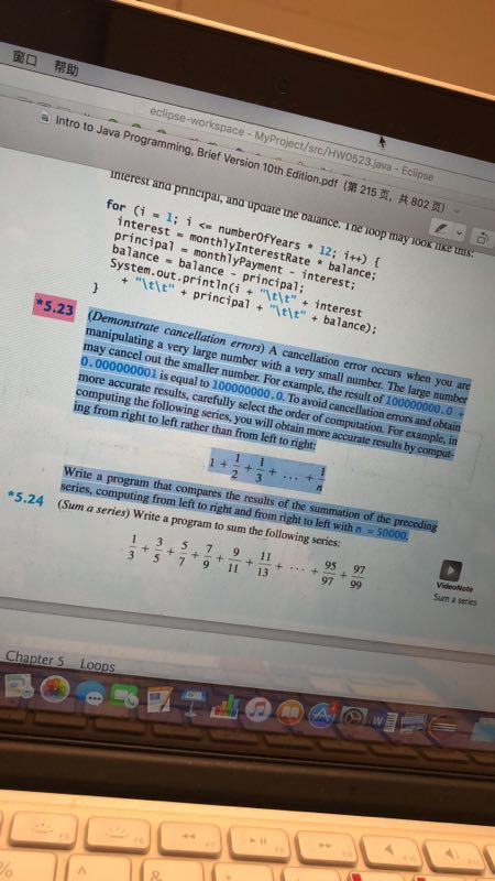 Please give the code directly eclipse-workspace- MyProject/src/H W0523.java- Eclipse Intro to Java