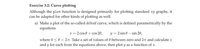  Please answer using Python Exercise 3.2: Curve plotting Although the plot