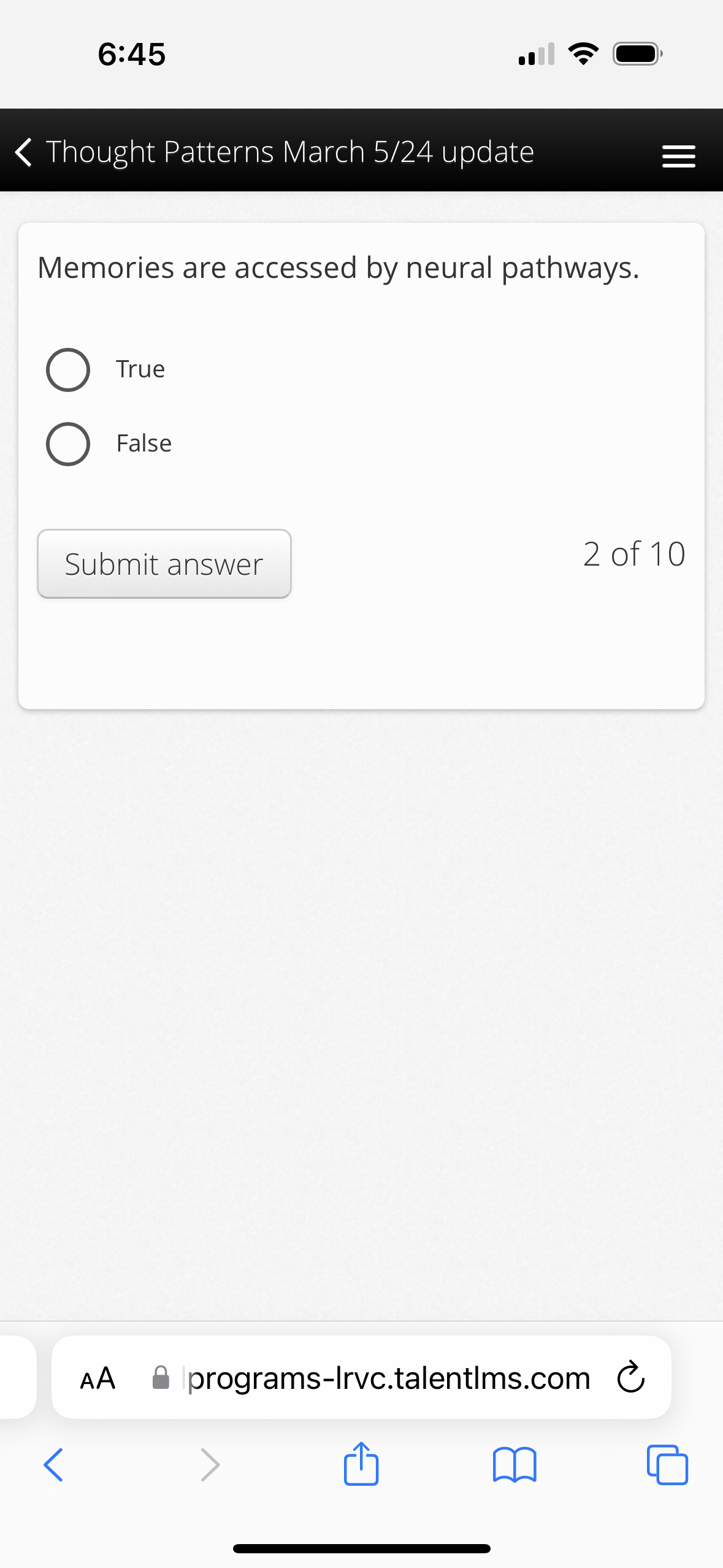  6:45 Thought Patterns March 5/24 update Memories are accessed by neural
