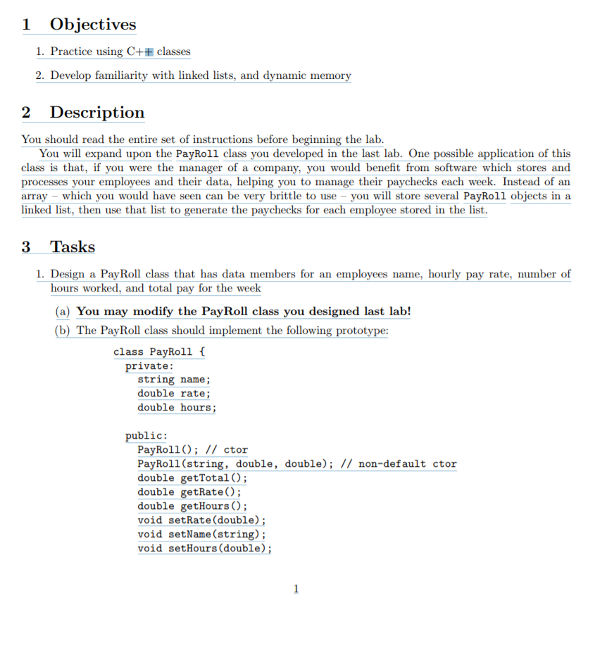 1 Objectives 1. Practice using C+ classes 2. Develop familiarity with
