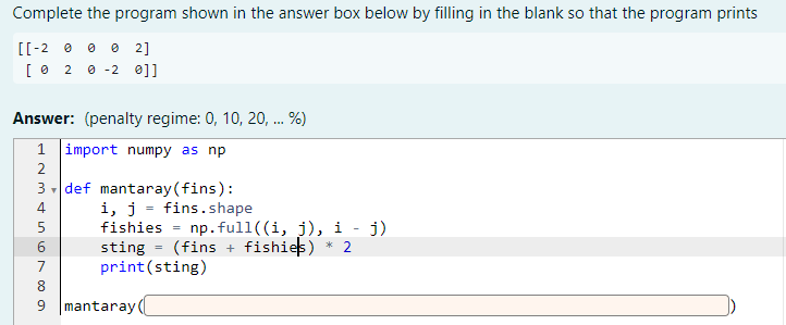  Complete the program shown in the answer box below by filling