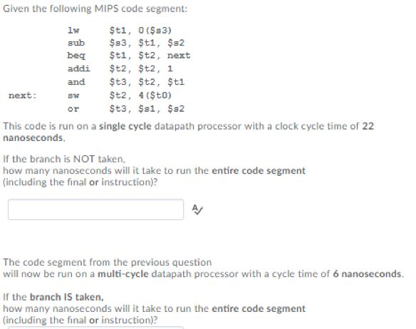  Given the following MIPS code segment: ti, 0(s3) sub $3, $t1,