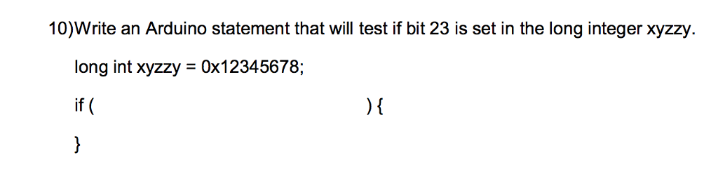 Write an Arduino statement that will test if bit 23 is
