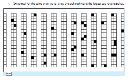  draw the pick path using the largest gap routing policy. 