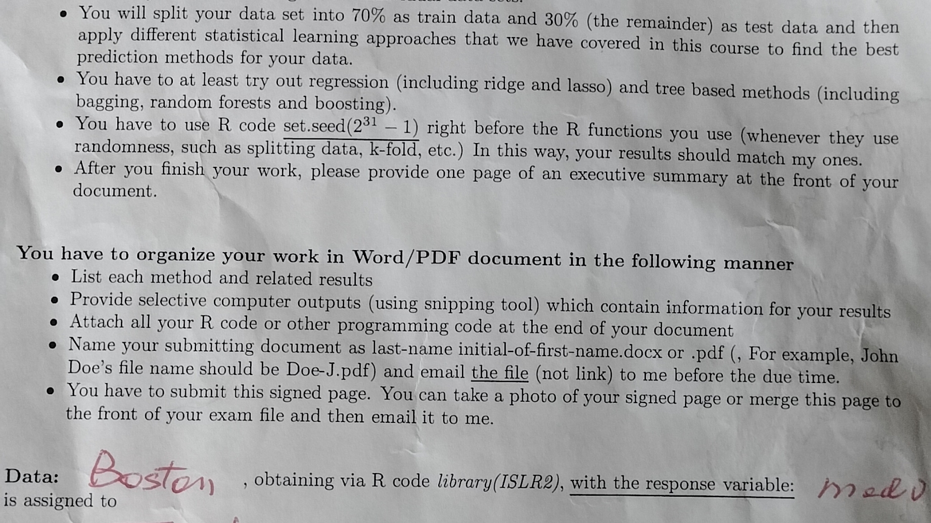  You will split your data set into 70% as train data