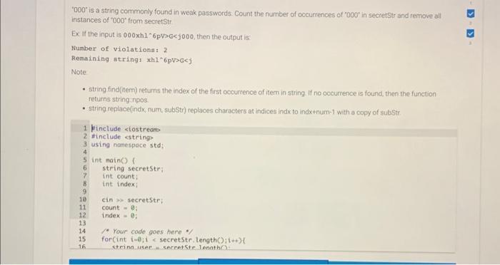 explain in details c++ " 000 " is a string commonly found