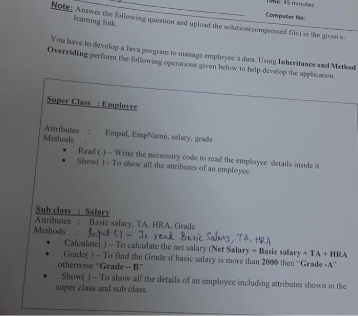 ( ) - Write the necessary code to read the student details