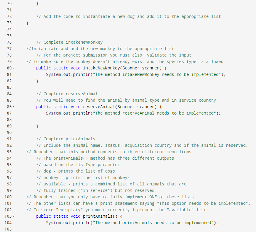 the existing Driver.java class and create a Monkey.java class as your contribution
