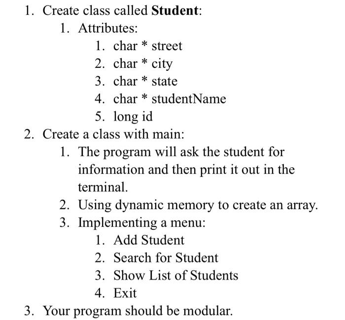 resolve in c++ (using dynamic memory) : IN FILES (main.cpp, student.h, student.cpp)