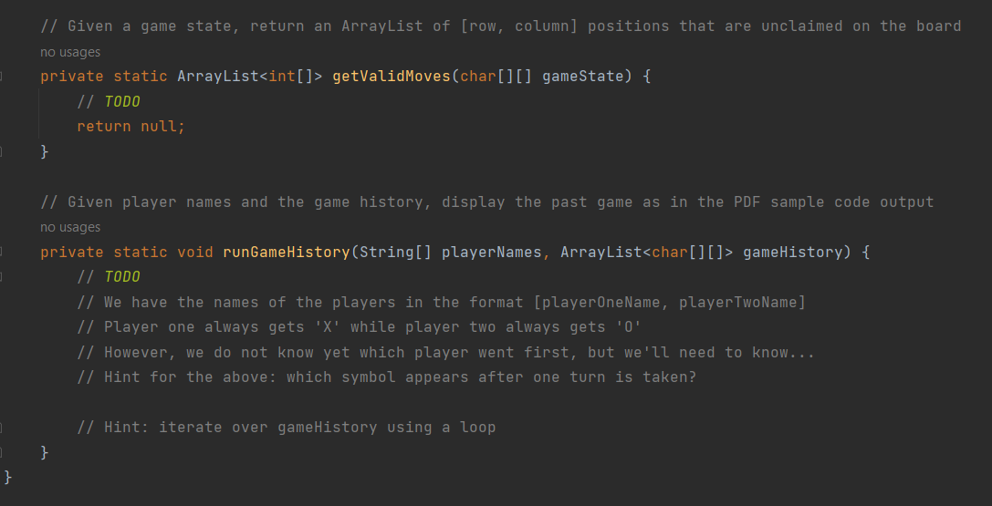 player mode, your program should first ask the players their names and