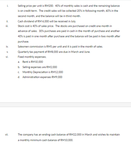 unit for the next few months in the year 2023; i. Selling