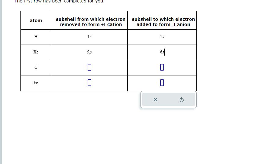  Ihe first row nas been completed ror you