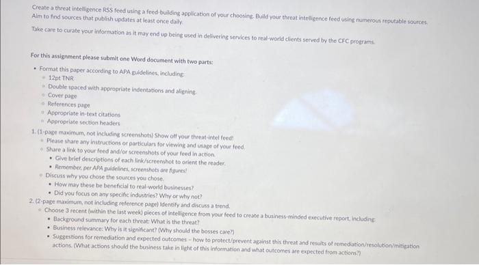  Create a threat inteligence RSS feed using a fecd-building application of
