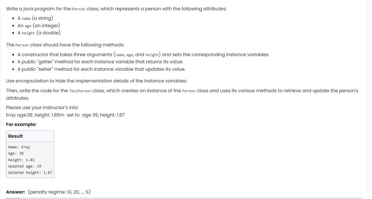 Write a java program for the Person class, which represents a