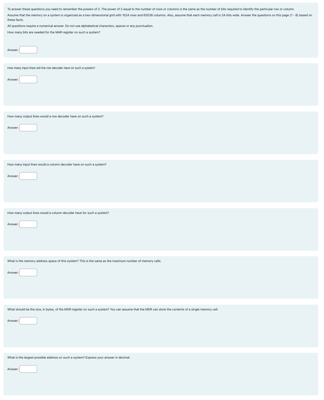  these facts. All questions require a numerical answer. Do not use