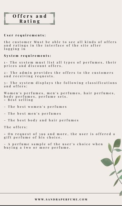 and add to favoriet Offersand Rating User requirements: the customer Must be